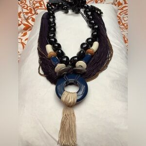 LOT of 3 chunky navy blue statement necklaces
